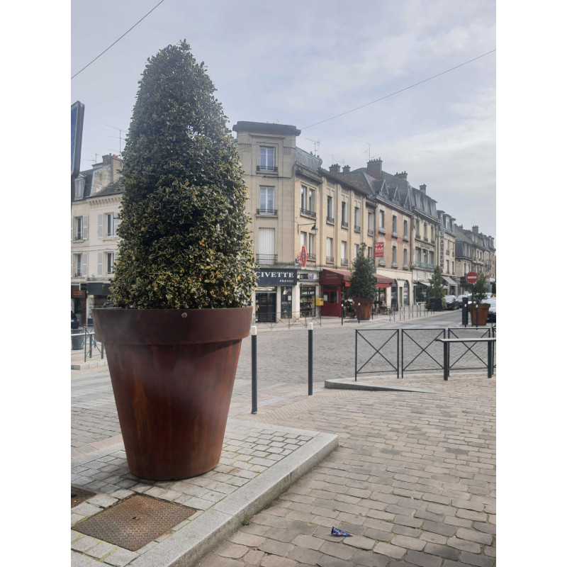 Pot Rond Déco Corten – Pot décoratif extérieur grand format | SO’VERT ENVIRONNEMENT