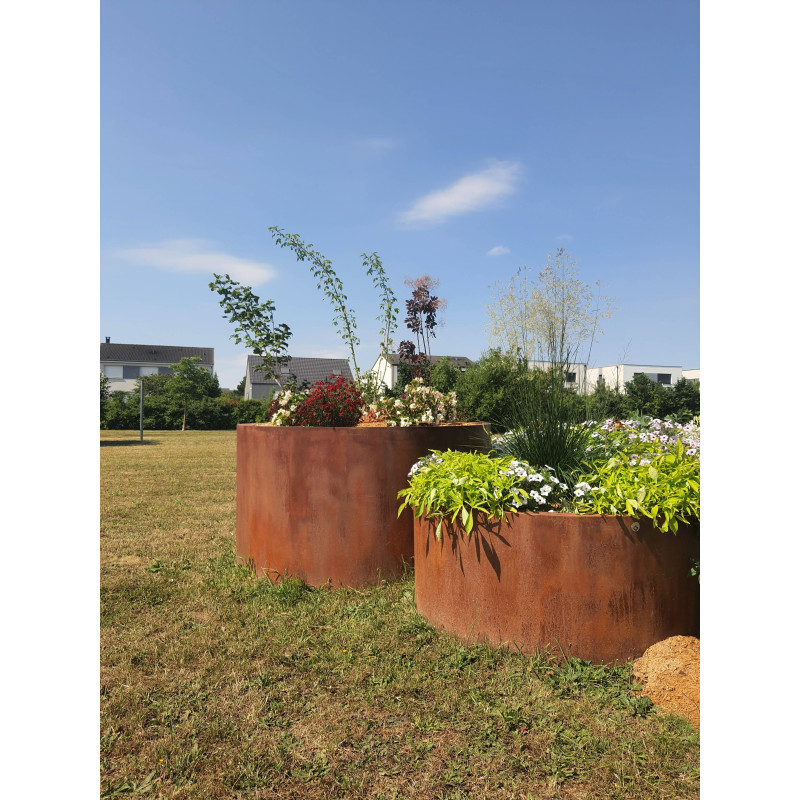 Pot extérieur RODEO Ouvert Couleur Corten – Design contemporain PEHD | SO’VERT ENVIRONNEMENT